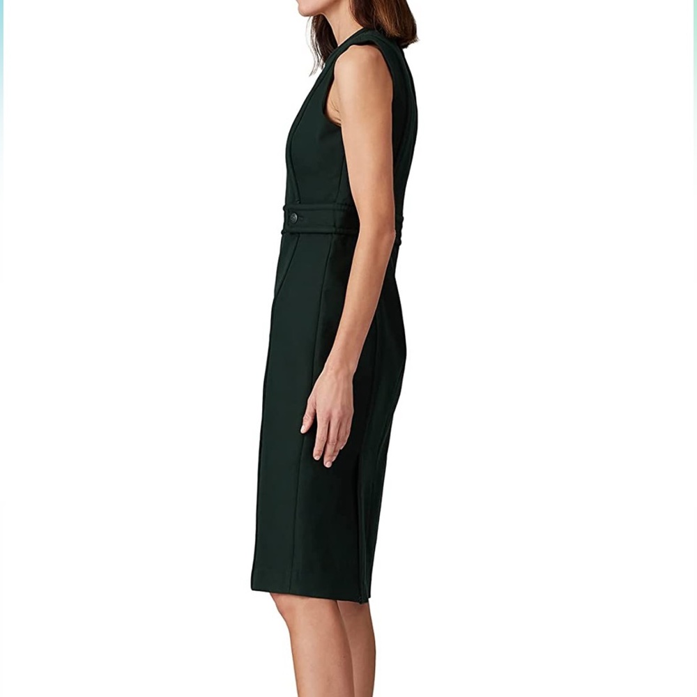 Tory Burch Green Twill Midi Jumper Dress - Picture 3 of 12